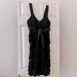 Ariella Black Tiered Cocktail Dress with Ribbon